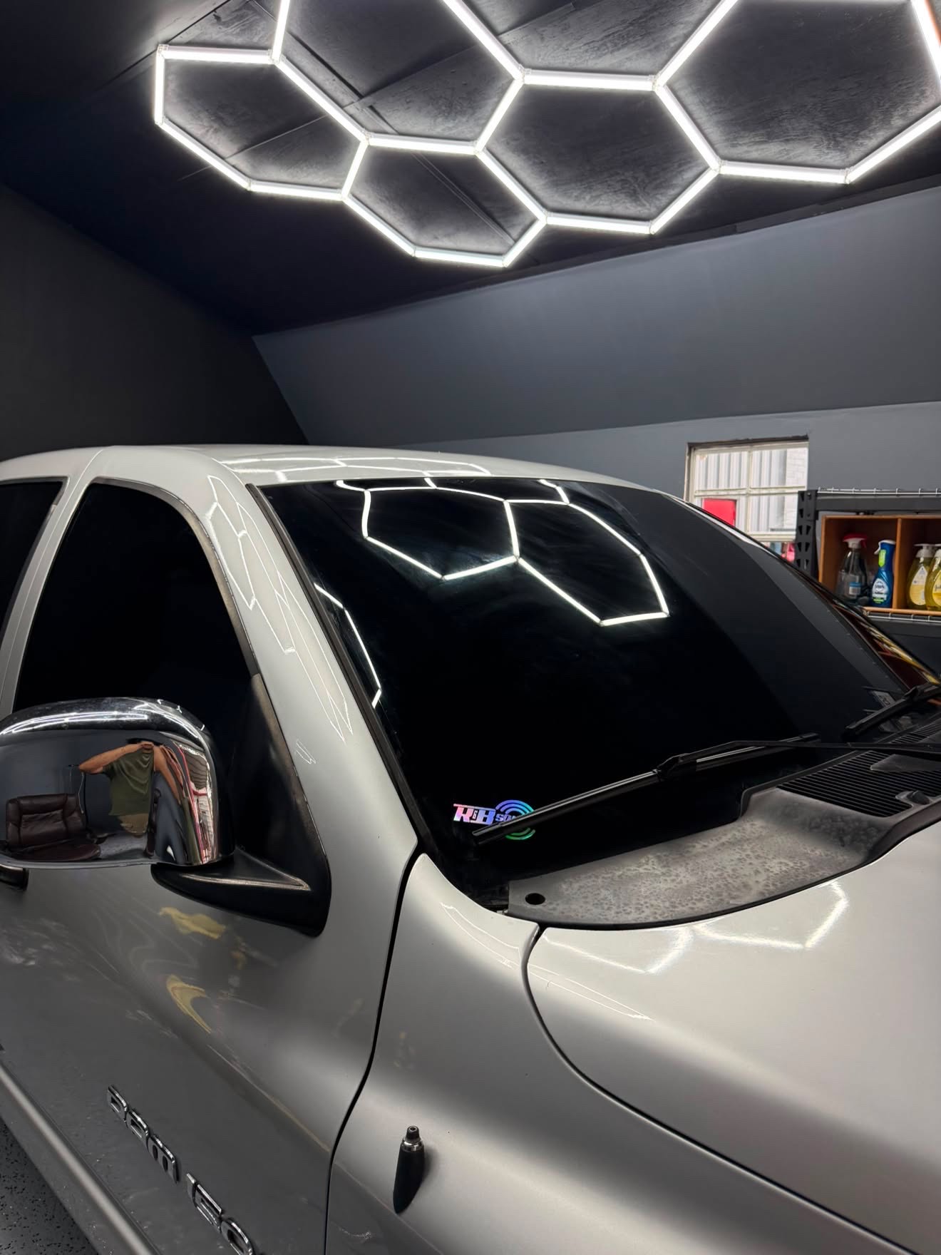 Silver Ram truck with ceramic tint