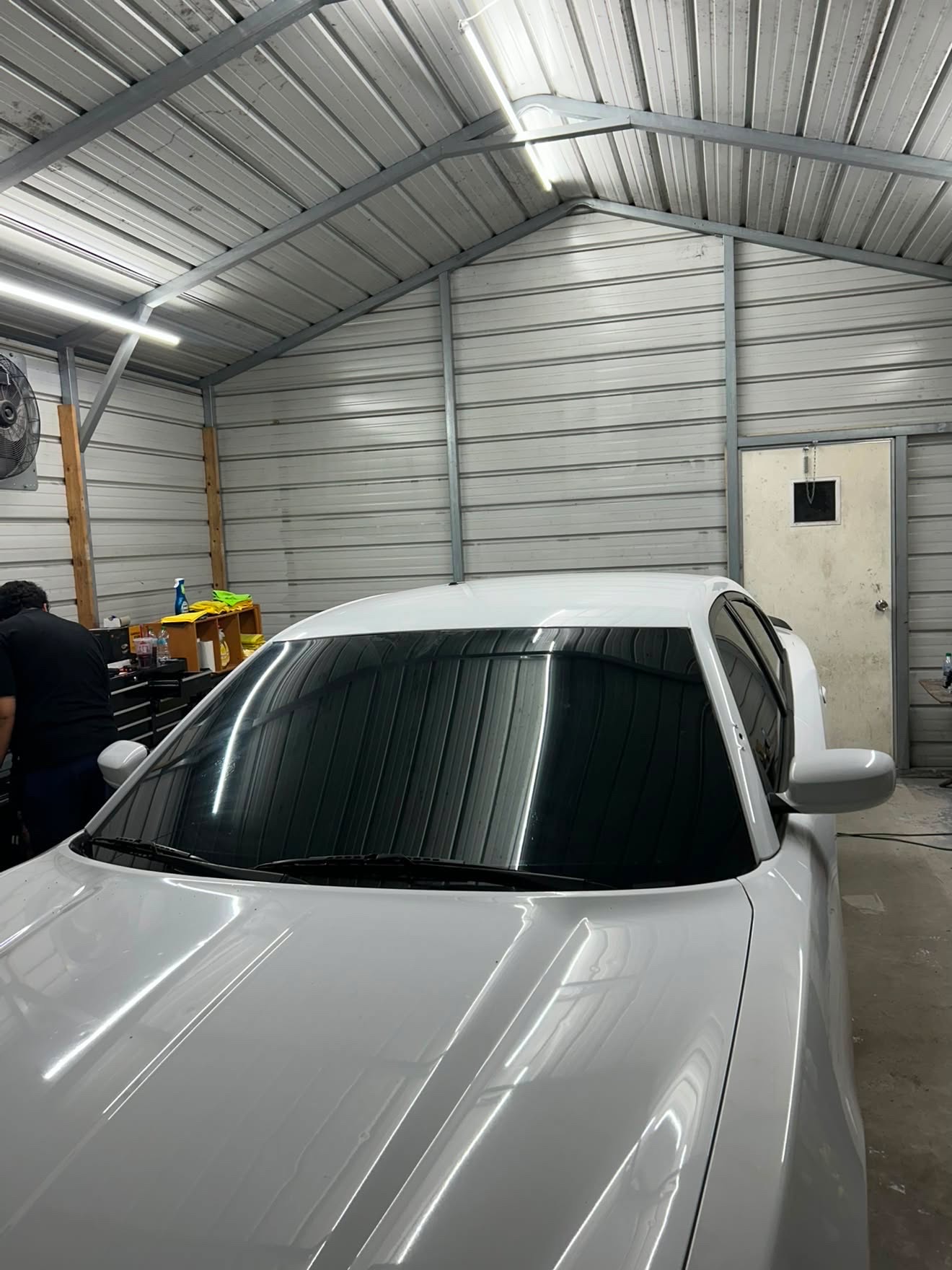 White sedan windshield tint