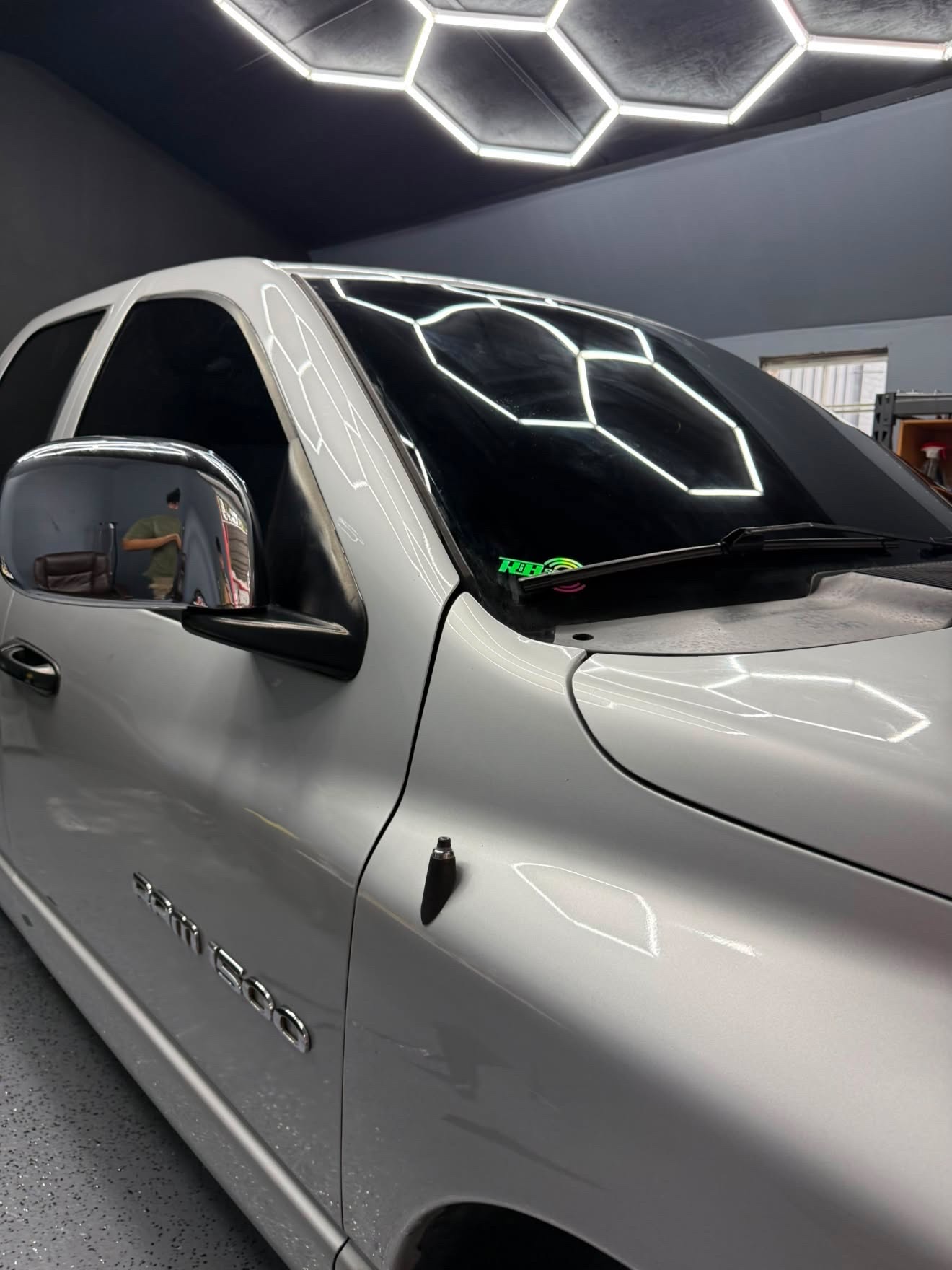 Silver Ram 1500 windshield tint