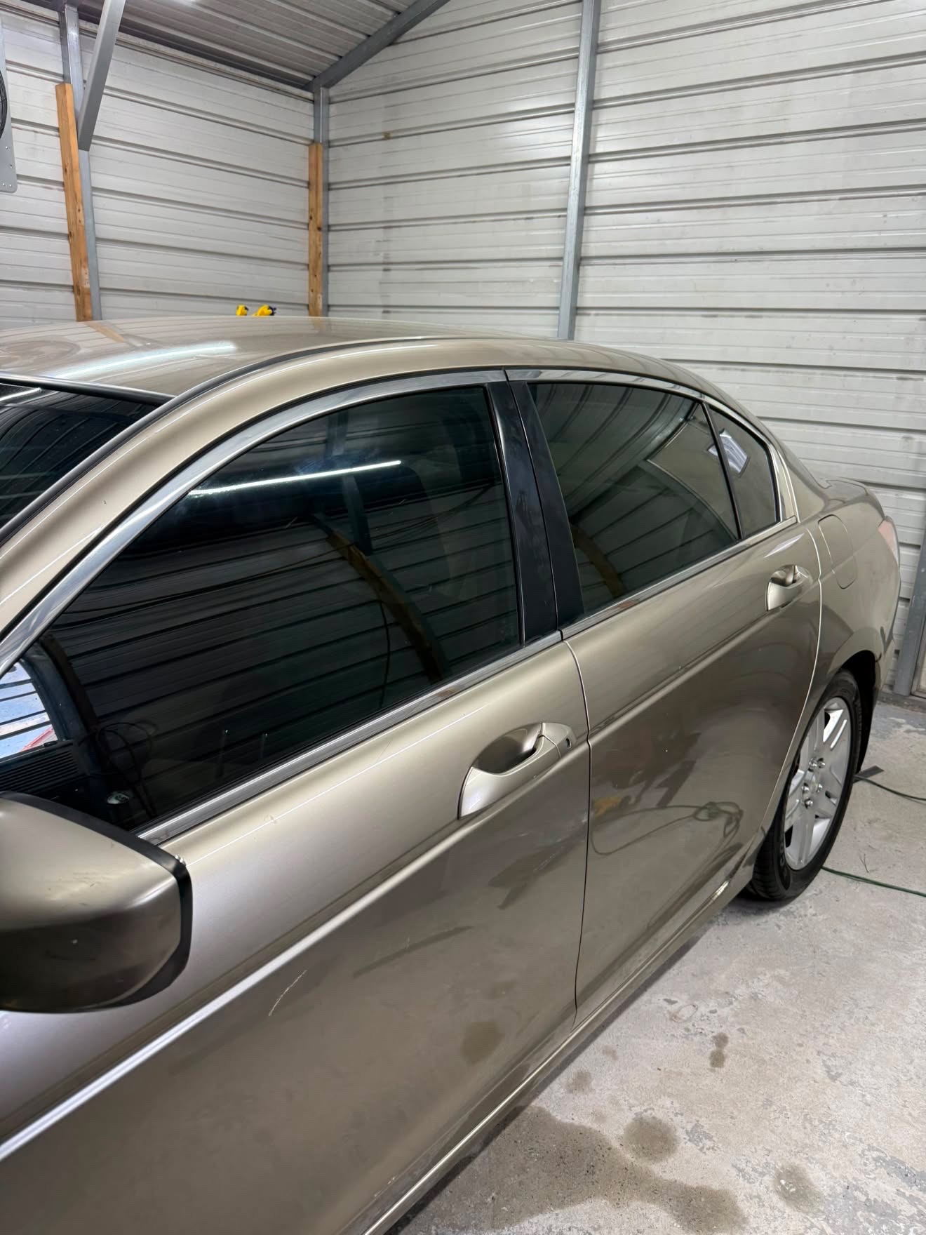 Tan Honda Accord side windows tinted